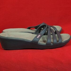 CROCS Rhonda Wedge‎ Sandal Brown Womens Size 10